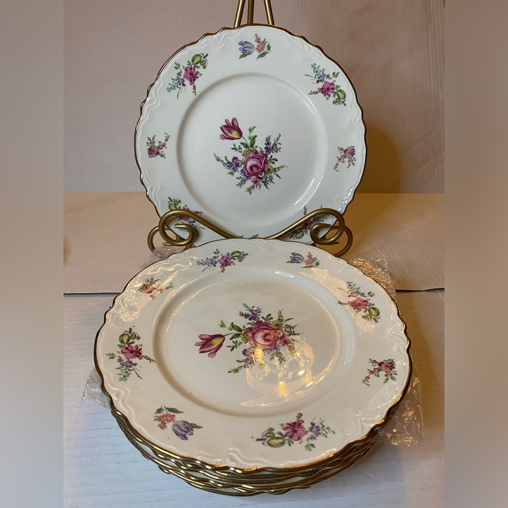 Set Of 7 VTG Homer Laughlin Household Institute Priscilla Pattern Dunner Plates - Picture 1 of 5